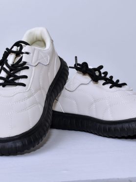 SleekStep White & Black Casual Sneakers