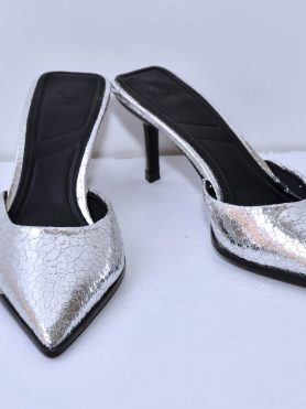 SilverLuxe Metallic High Heel Mules