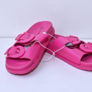 VibrantPink Dual Buckle Slide Sandals