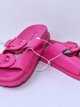 VibrantPink Dual Buckle Slide Sandals