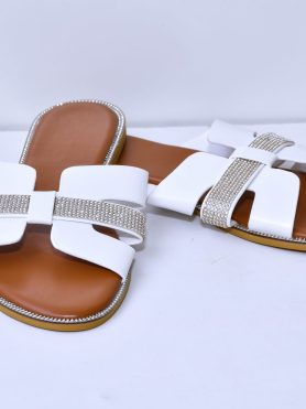 PearlGlow White Rhinestone Slide Sandals