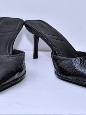 NoirLux Black Textured Mule Heels