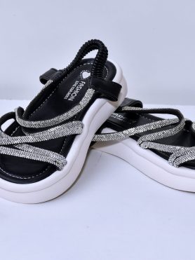 Sparkle Glide Black Rhinestone Sandals