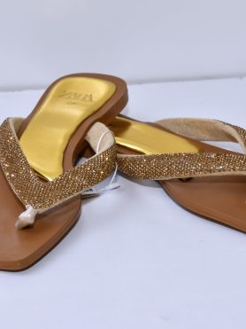 GoldenGlow Beaded Flip Flops