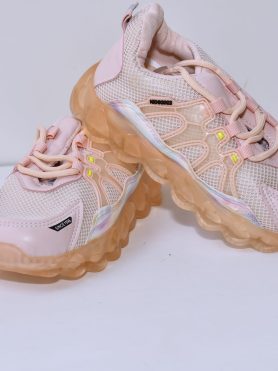 BlushStride Pink Sporty Sneakers with Thick Sole