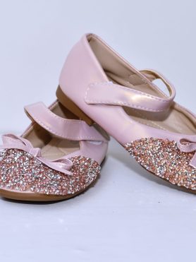 SparkleSteps Pink Glitter Mary Jane Shoes with Bow
