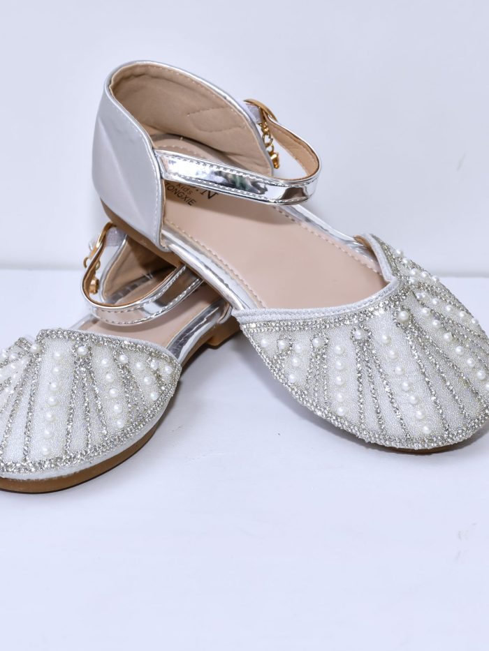 Elegance Silver Ankle-Strap Flats
