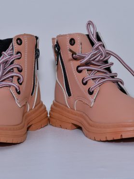 Pink Kids' Ankle Boots with Side Zipper