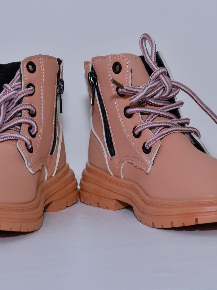 Pink Kids' Ankle Boots with Side Zipper