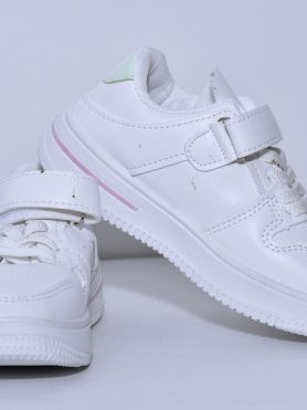White Kids' Sneakers with Velcro Strap