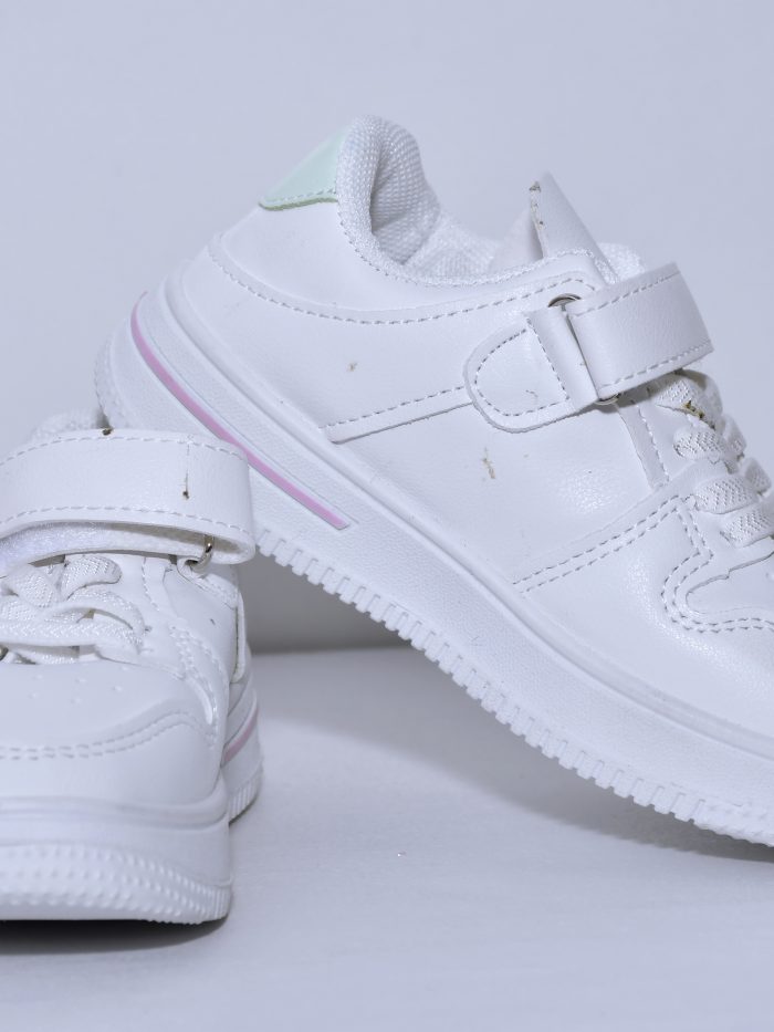 White Kids' Sneakers with Velcro Strap