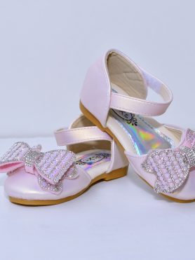 Pink Patent Leather Toddler Shoes with Rhinestone Bow