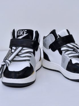 Black and White Toddler Sneakers with Knot Laces