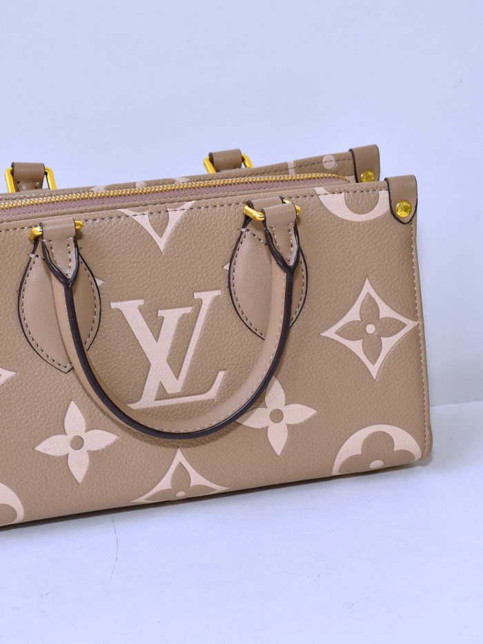 Beige Monogram Luxury Leather Handbag