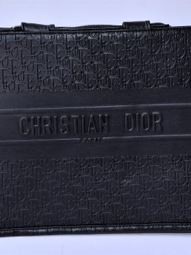 Black Embossed Leather Clutch