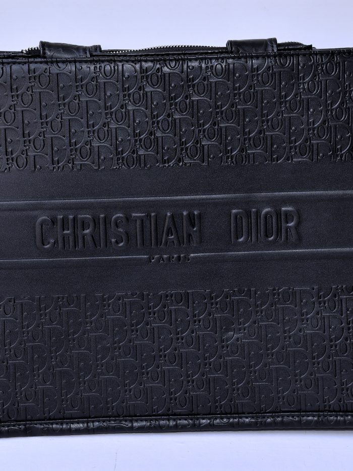 Black Embossed Leather Clutch