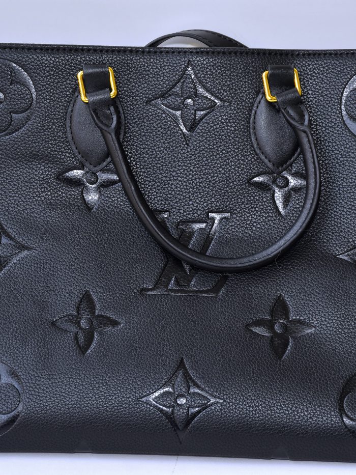 Louis Vuitton Black Embossed Leather Tote Bag
