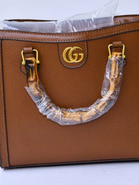 Gucci Brown Leather Handbag with Bamboo Handles