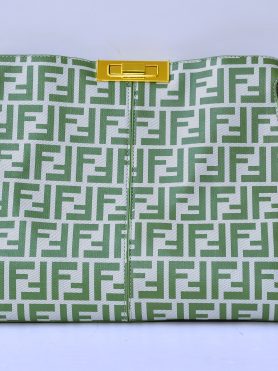 Green Fendi Monogrammed Clutch Bag