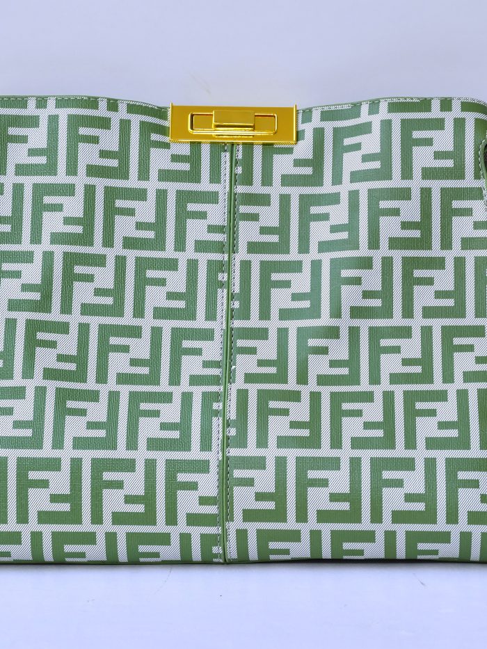 Green Fendi Monogrammed Clutch Bag