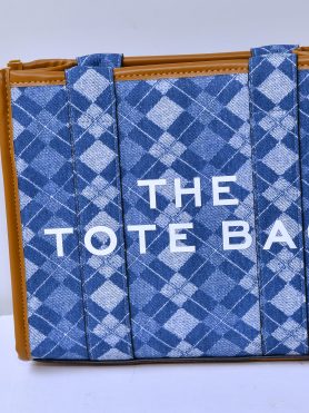 The Tote Bag (Plaid Design with Brown Leather Accents)