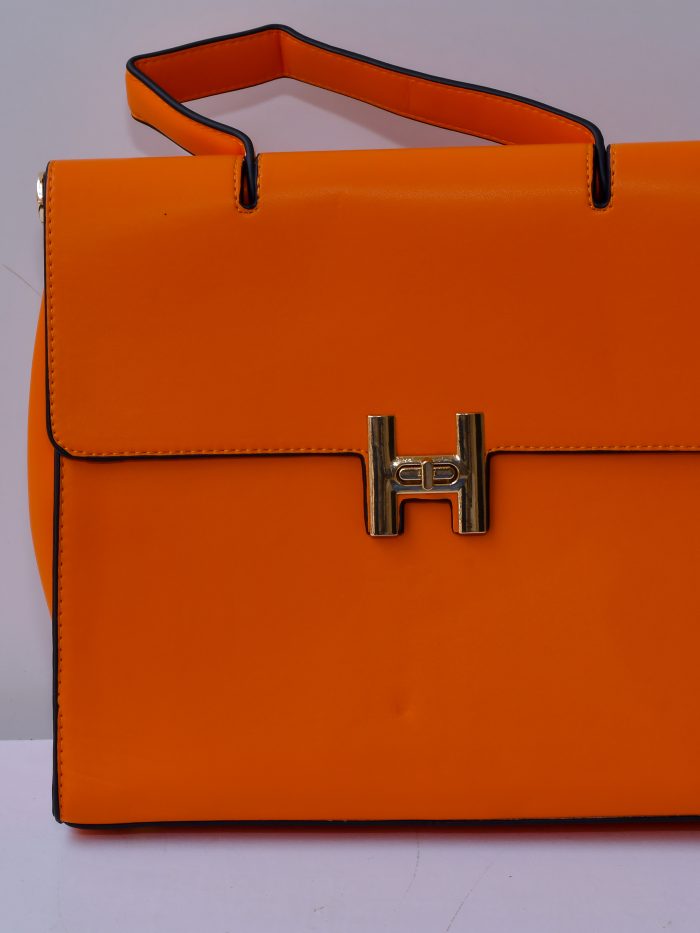 Leather Handbag with Gold 'H' Closure