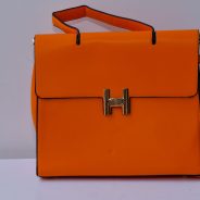 Leather Handbag with Gold 'H' Closure