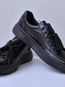 Classic Black Leather Sneakers