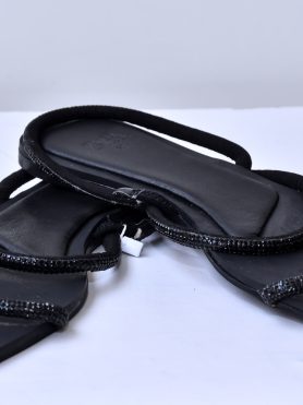 Black Beaded Strap Sandals