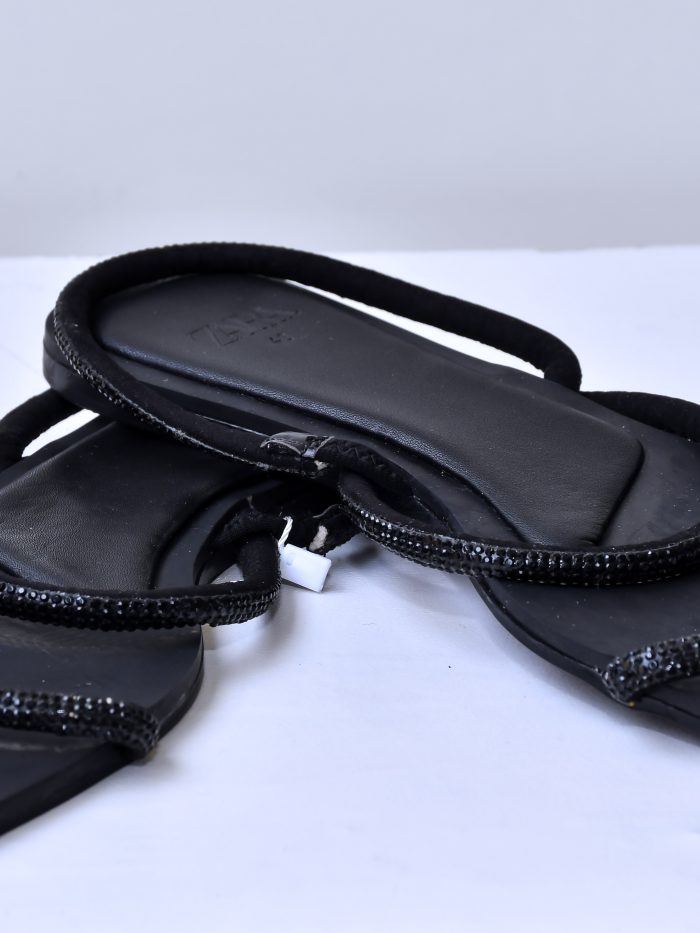 Black Beaded Strap Sandals