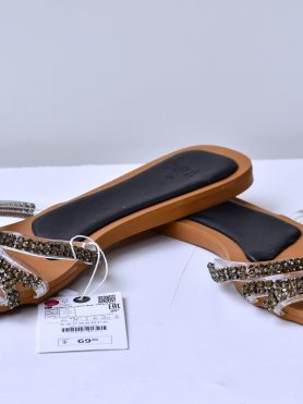 Brown and Clear Strappy Sandals